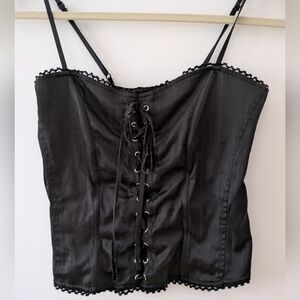 Y2K Vampy Goth Black Corset Top S